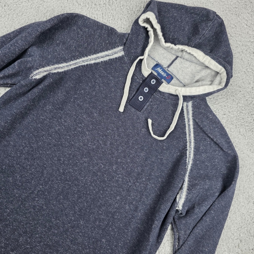 johnnie-O Heather Navy Hooded Pullover with Cream Trim